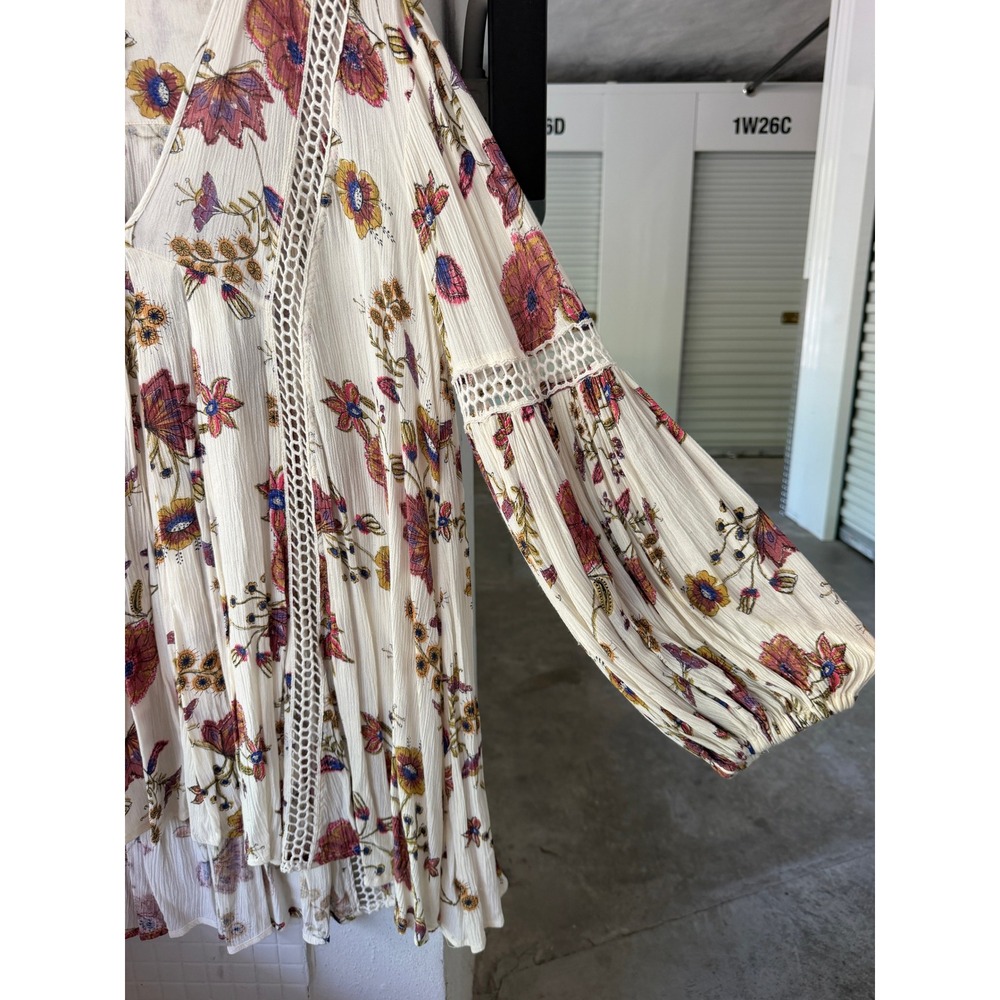 Free People Just The Two Of Us Mixed Printed Tunic M Floral Boho Rayon - Picture 5 of 10